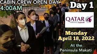 DAY 1 - Qatar Airways Cabin Crew Open Day Recruitment 2022 at Peninsula Hotel Makati Philippines