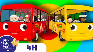 Wheels on the bus | Vehicle song | 4h of 🚌Wheels on the BUS Songs! 🚌 Nursery Rhymes for Kids