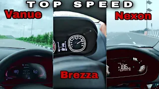 Top Speed Test 2023 🫣🚀 Tata Nexon vs Hyundai Venue vs Maruti Brezza 🫡✌️@rajsahani27#rhinors #topspeed