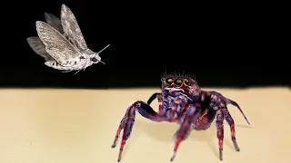 WHAT WILL HAPPEN IF A JUMPING SPIDER SEES A SWARM OF MOTHS? SMALL, CUTE, BUT VERY DANGEROUS PREDATOR