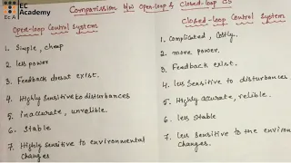 #133 comparison between OPEN LOOP and CLOSED LOOP control systems || EC Academy