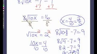 Solve Radical Equations (check for extraneous solutions)