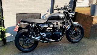 Triumph Speed Twin + Motone decat + SC Project Conic exhaust walk around & sound