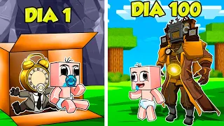 ¡SOBREVIVÍ 100 DÍAS con TITAN CLOCKMAN! 😱🔊 BEBÉ NOOB pero JUEGA MINECRAFT 100 dias