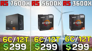 Ryzen 5 7600x vs 5600x vs 3600x - 10 Games Test