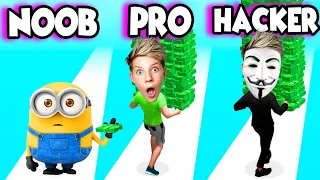 NOOB vs PRO vs HACKER in Money Run 3D!! Prezley