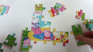 holiday Peppa Pig 🦀🐠/ Rebecca and George learn to swim / assemble Peppa's puzzle