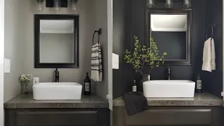 From BORING GRAY to MOODY BLACK | Small Bathroom Makeover