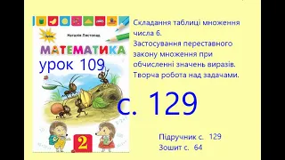 Математика 2 урок 109 с 129 Складання таблиці множення числа 6