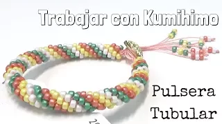 Tutorial como Trabajar con Kumihimo - Pulsera Tubular con rocalla