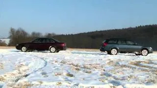 youtube.com.Audi A6 quattro vs. Subaru Outback on ice 2