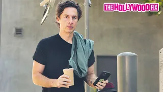 Zach Braff From Scrubs Gets In An Early Morning Workout At Heart & Hustle Gym In West Hollywood, CA