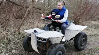 Самодельный квадроцикл из металлалома, в дейсвии