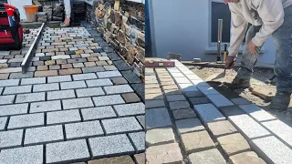 Installing Cut Granite Cobbles - Driveway project