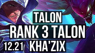 TALON vs KHA'ZIX (JNG) | 13/0/4, Rank 3 Talon, 7 solo kills, Legendary | EUW Challenger | 12.21