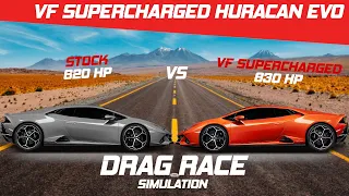 VF Supercharged 830 HP Huracan vs Stock Drag Race | 1/4 Mile | Visualizer