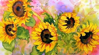 Sunflowers in Watercolor! Real Time Tutorial