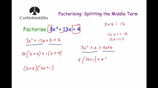 Splitting the Middle Term - Corbettmaths