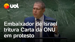Embaixador de Israel tritura Carta da ONU durante votação sobre Palestina; veja vídeo