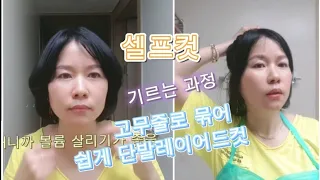 셀프컷 고무줄로 묶어서??단발레이어드 좀 더 쉽게/머리 다듬으면서 기르기