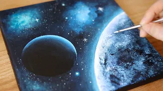 Black Canvas Acrylic painting | Space Painting | Painting Tutorial for beginners #106