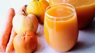 Immune-boosting Carrot Orange Apple Tangerine Juice. Drink for better eyesight & glowing skin