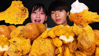 ASMR BHC FRIED CHICKEN, CHEESE BALL CHEESE STICKS FRIES | FT. 餐肉 Lunchmeat (Eating Sound) | MAR ASMR