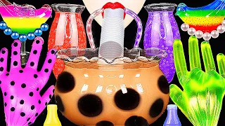 ASMR RAINBOW DRINKS *GIANT BOBA BUBBLE TEA, CANDY, HAND DRINKS, FROG EGGS, BIRD GLASS, 신기한 물 먹방