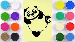 Sand coloring painting & drawing cute panda for kids