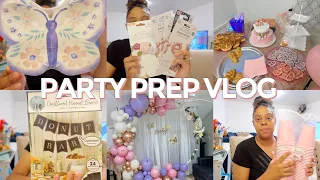BUTTERFLY BABY SHOWER PREP VLOG! Party city, dollar tree & amazon haul💕
