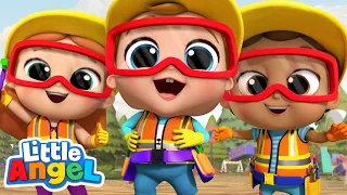 Construction Workers Song | Little Angel Job and Career Songs | Nursery Rhymes for Kids