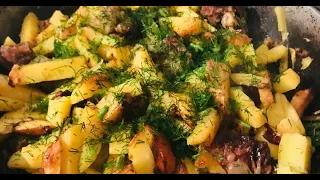 ЖАРЕНАЯ КАРТОШКА с МЯСОМ.