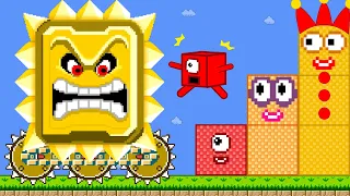 Mario's Mega Thwomp Gold Escape vs The Giant Numberblocks Mix Level Up | Game Animation
