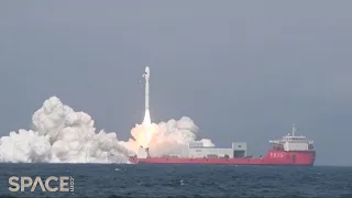 China's Smart Dragon-3 launches 9 satellites from sea platform, rocket sheds tiles