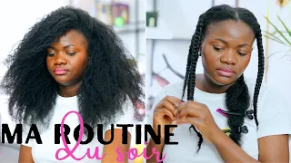 ROUTINE du soir sur CHEVEUX NATURELS FRISÉS || TRESSES à faire le soir sur cheveux AFRO crépus