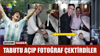 Tabutu açıp fotoğraf çektirdiler