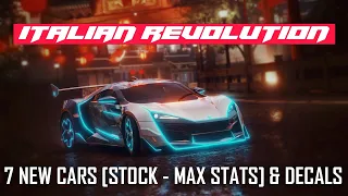 New Season Update - Italian Revolution - 7 New Cars Stock, Max Stats & Decals | Asphalt 9 Legends