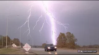 Lightning barrage, hail & tornado from November supercell - St. Louis area