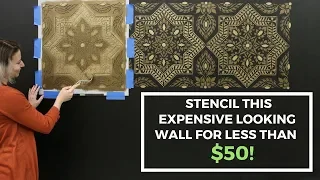 How To Stencil A Faux Tile Feature Wall With Modern Masters Metallic Paint