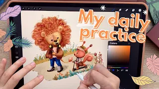 Digital Art studio Vlog#3|children book illustration drawing process|digital art tutorial