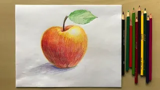Як намалювати яблуко кольоровими олівцями. Малюємо разом з Наталкою Барвінок. #урок _малювання