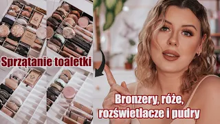 PORZĄDKI W TOALETCE | Bronzery, róże, rozświetlacze i pudry