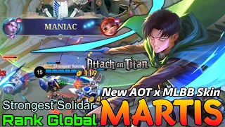 Levi Martis New Attack on Titan Skin Gameplay - Top Global Martis by Strongest Soldier - MLBB