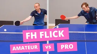 Forehand Flick - Amateur vs Pro technique in SLOW MOTION