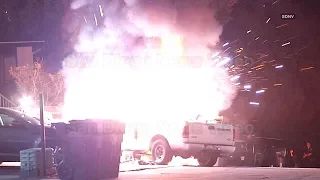 Caught On Camera: Pickup truck explodes as residents rush to evacuate apartment, Southcrest