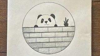 Circle drawing😍 panda drawings😊easy circle drawing😀 easy circle scenery❤: panda drawing in circle⭕