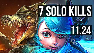 RENEKTON vs GWEN (TOP) | 7 solo kills, 500+ games, 12/4/10, Dominating | KR Master | 11.24