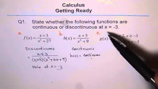 Check Continuity of Function at Given Point