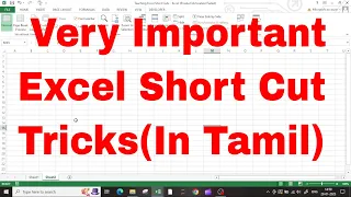 Excel Short Cuts | Important excel short cuts in Tamil | Learn Excel in Tamil | Tamil Vathiyar