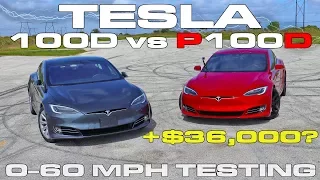 What does a 1 second difference from 0-60 MPH Look Like?  Tesla P100D vs 100D Drag Racing